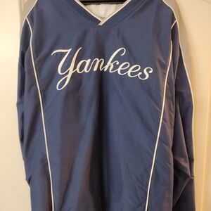 Yankees Navy Pullover Windbreaker with White Piping